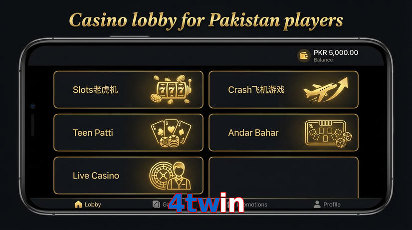 Lobby view of 4Twin for Pakistan users